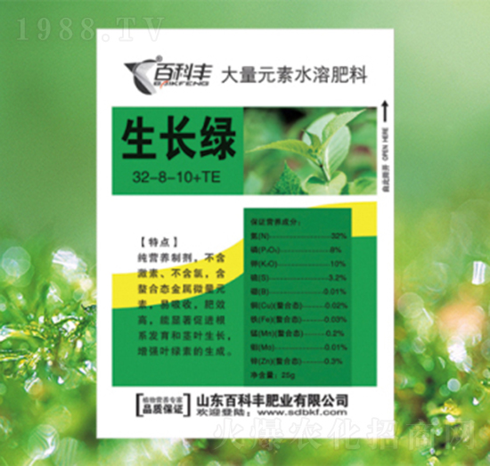 大量元素水溶肥32-8-10+TE-生長綠-百科豐