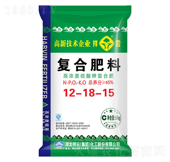 高濃度硫酸鉀復合肥料12-18-15-祥云化工