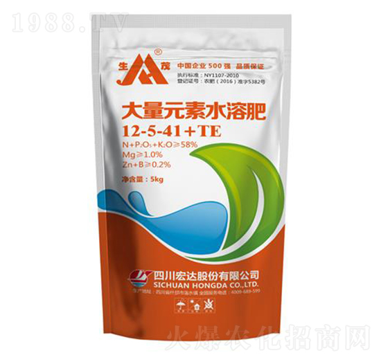 大量元素水溶肥12-5-41+TE-生茂-宏達(dá)股份