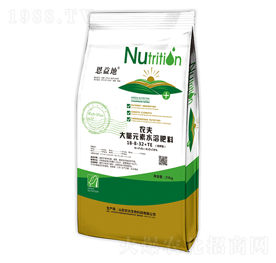 高鉀型大量元素水溶肥料18-8-32+TE-恩益地-農夫生物