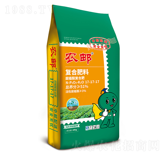 40kg農(nóng)郵腐植酸復合肥17-17-17-農(nóng)大生態(tài)