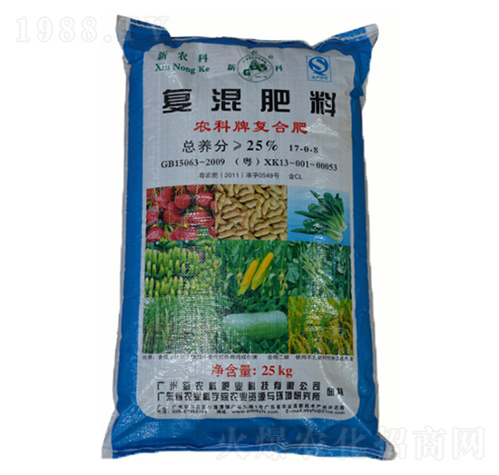 25%復混肥料17-0-8-新農(nóng)科生物