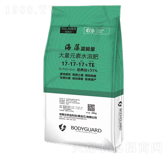 大量元素水溶肥料17-17-17+TE-海藻藍能量-特萊爾-中農