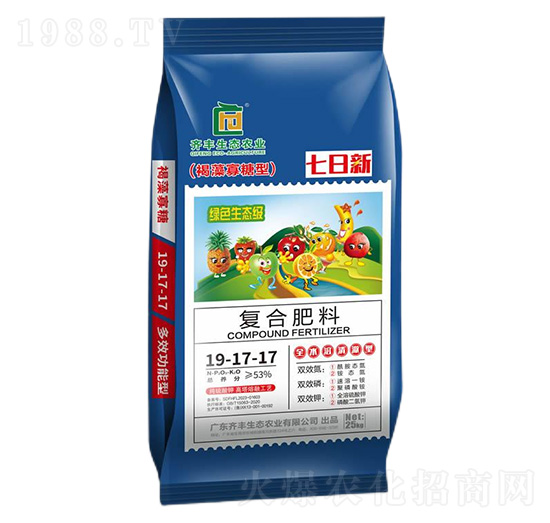 25kg高塔熔融褐藻寡糖型復合肥料19-17-17-七日新-齊豐農(nóng)業(yè)