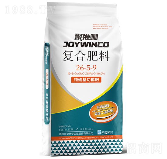 40kg聚維咖復合肥料26-5-9-頓貝肥業(yè)